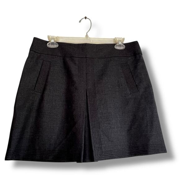 J.Crew charcoal gray wool blend A-line mini skirt with an inverted front pleat - Picture 6 of 7